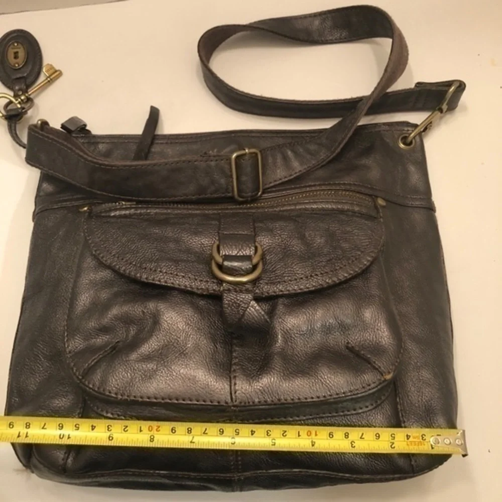 Fossil dark silver messenger bag